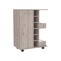 Bar Cart Tuhome Duas prateleiras externas com prateleira e armário para vinhos Bar Cart Tuhome Duas prateleiras externas com prateleira e armário para vinhos