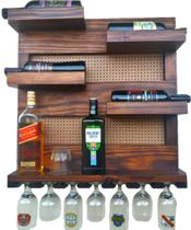 Bar de Parede Adega Barzinho Rustico Madeira Vinhos Garrafas Bebidas 7TC
