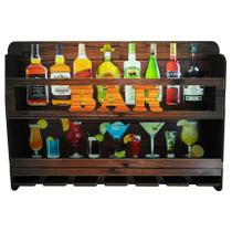 Bar de Parede Para Garrafas e 6 Taças 66x12x47 Mdf Madeira Bar de Parede Para Garrafas e 6 Taças 66x12x47 Mdf Madeira