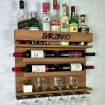Bar e Adega para vinho de Parede Barzinho Decorativo para Sala Frase Barzinho Cor Amadeirado