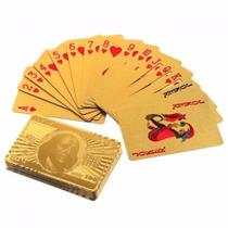 Baralho Dourado Ouro 24k Dollar Poker Cartas Jogos Prova d'agua