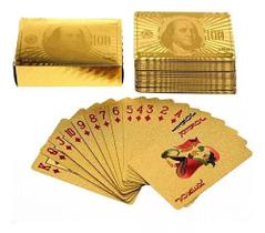 Baralho Dourado Resistente Água Anti Rasgo Cartas Jogo Poker