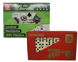 Baralho Duplo 108 Cartas Plástico a Prova D'Água e Dominó Profissional Estojo 28 Peças Kit Jogos Baralho Duplo 108 Cartas Plástico a Prova D'Água e Dominó Profissional Estojo 28 Peças Kit Jogos