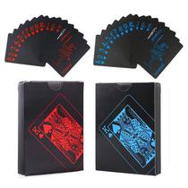 Baralho Preto Plástico Prova D'agua Black Poker Impermeável Mágica Vermelho Azul Canastra 54 Cartas