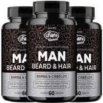 Barba e Cabelo Homem Man Selênio Zinco 60 Cáps 600mg Kit com 3 - Unilife