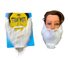 Barba Falsa Branca Longa De Pelúcia Fantasia Barbudo