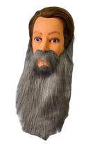 Barba Falsa Comprida Cinza Grafite De Viking Longa Pelúcia