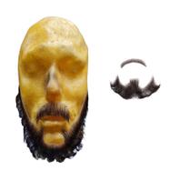 Barba falsa postiça castanha escura fina+ bigode + cola