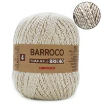 Barbante Barroco Natural Cru Brilho Ouro e Prata Fio Espessura 4 ao 6 Novelo com 700 Gramas de 98% Algodão e 2% Fibra Metalizada
