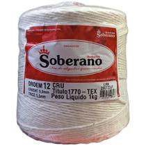 Barbante Cru Soberano 1 Kilo Espessura N 2 ao 14 Fio 85% Algodão para Crochê, Tricô e Frigorífico