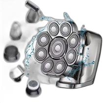 Barbeador 9D Com Escova Facial E Lâminas Ajustáveis