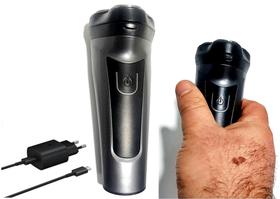 Barbeador Cinza Com 3 Lâminas com Bateria Integrada com recarregador bivolt
