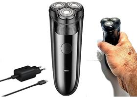 Barbeador Com cabeçote com 3 Lâminas com Bateria Integrada com recarregador bivolt