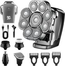 Barbeador de cabeça PEMMKORE 9D 5 em 1, barbeador elétrico à prova d'água Barbeador de cabeça PEMMKORE 9D 5 em 1, barbeador elétrico à prova d'água