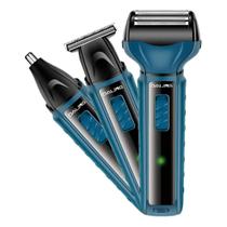 Barbeador Elétrico 3 em 1 Recarregável DL-9217 Preto Barbeador Elétrico 3 em 1 Recarregável DL-9217 Preto