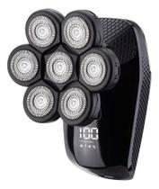 barbeador elétrico 7d cabeças recarregável raspar aparar 5x1 cor preto 110v/220v