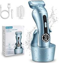 Barbeador elétrico Akunbem para mulheres, pernas, biquíni, aparador de biquíni, azul