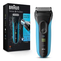 Barbeador Elétrico Braun Série 3 - Azul/Preto com Aparador de Precisão