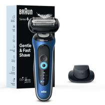Barbeador elétrico Braun Series 6 6120s para homens, azul úmido e seco