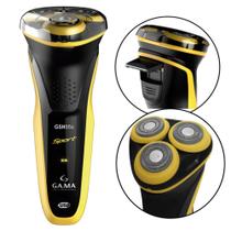 Barbeador Elétrico GA.MA Italy 3 Lâminas Seco GSH886 Sport USB Bivolt Preto/Amarelo