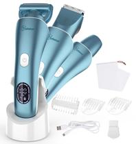 Barbeador elétrico Hatteker 3 em 1, aparador de biquíni para mulheres, azul