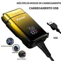 Barbeador elétrico Kemei KM-TX10 Shaver velocidade ajustável display led recarregável usb