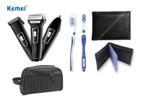 Barbeador Elétrico maquina cortar cabelo aparador pelo 3 em 1 + Necessaire