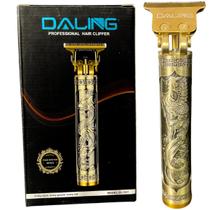 Barbeador Elétrico Profissional Retro Dourado Sem Fio Aparador Cabelo Barba Máquina Fade Bivolt com 4 Pentes