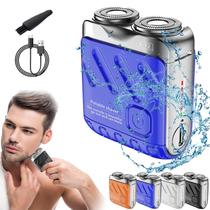 Barbeador elétrico Rhycoma Skyworl Mini para homens impermeável azul Barbeador elétrico Rhycoma Skyworl Mini para homens impermeável azul