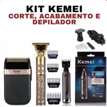 Barbeador Kemei Premium com Aparador 2 em 1 e Máquina Versátil