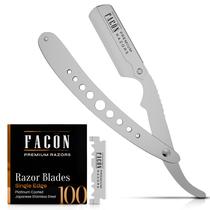 Barbeador profissional FACON Straight Razor com 100 lâminas