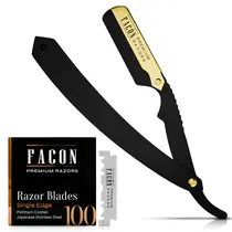 Barbeador profissional FACON Straight Razor com 100 lâminas