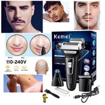 Barbeador shaver elétrico cabeça kemei recarregável 3EM1 Unissex Com 3 Cabeças Barbeador shaver elétrico cabeça kemei recarregável 3EM1 Unissex Com 3 Cabeças