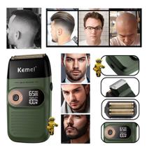 Barbeador shaver folha dupla recarregável metal executivo KM2027 Barbeador shaver folha dupla recarregável metal executivo KM2027