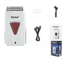 Barbeador Shaver Kemei Km-3382 Branco 100v-240v Elétrico Sem Fio Recarregável Portátil