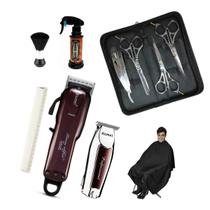 Barbeiro Prata 6 Tesouras Maquinas Corte + Acabamento Kemei Barbeiro Prata 6 Tesouras Maquinas Corte + Acabamento Kemei