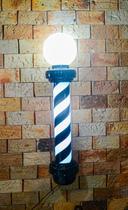 Barber Pole 90cm Com Globo Allblack Todo Preto 110V Megan
