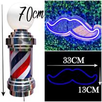 Barber pole giratório 70cm big voltagem 220v mas bigode de acrílico azul