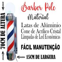 Barber Pole Giratório 70cm Estilo Americano voltagem 110V.