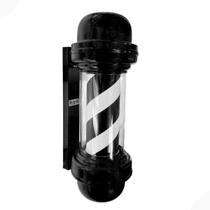 Barber Pole Poste Barbeiro All Black 55cm Gira Acende 110V