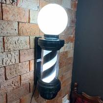 Barber Pole Poste Barbeiro Todo Preto 65cm Com Globo 220V