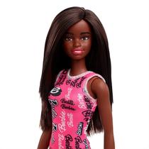 Barbie Básica Negra Vestido Roxo Borboletas Menina Presente