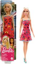 Barbie Boneca Loira Fashion Basica Vestido Vermelho