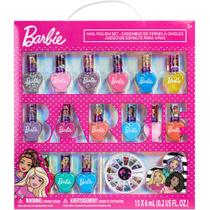 Barbie - Conjunto de Maquiagem para Unhas, Secagem Rápida, Atóxico - 15 Esmaltes, Acessórios
