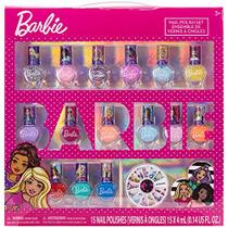 Barbie - Conjunto de Maquiagem para Unhas, Secagem Rápida, Atóxico - 15 Esmaltes, Acessórios - Townley Girl