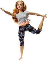 Barbie Dollflex com 22 juntas e roupas de yoga, estampa floral, pleach+