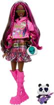 Barbie Extra 19 Morena Negra Cabelo Mechas Saia Xadrez E Panda - Mattel