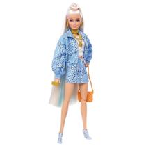 barbie extra loira roupa azul mattel