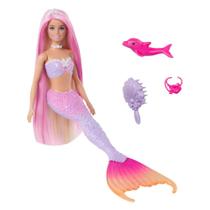 Barbie Fantasia Sereia Cores Mágicas Cabelo Rosa - Mattel