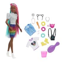 Barbie Fashion & Beauty Penteado Arco-íris Animal Print Negra - Mattel